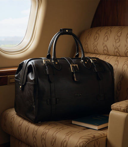 Genuine Leather Black Duffle Holdall Vintage Travel Gym Bag - Windsor