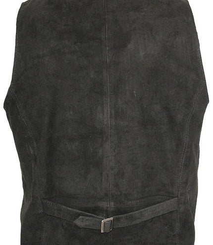 Mens Classic Goat Suede Leather Waistcoat-Norwich - Black