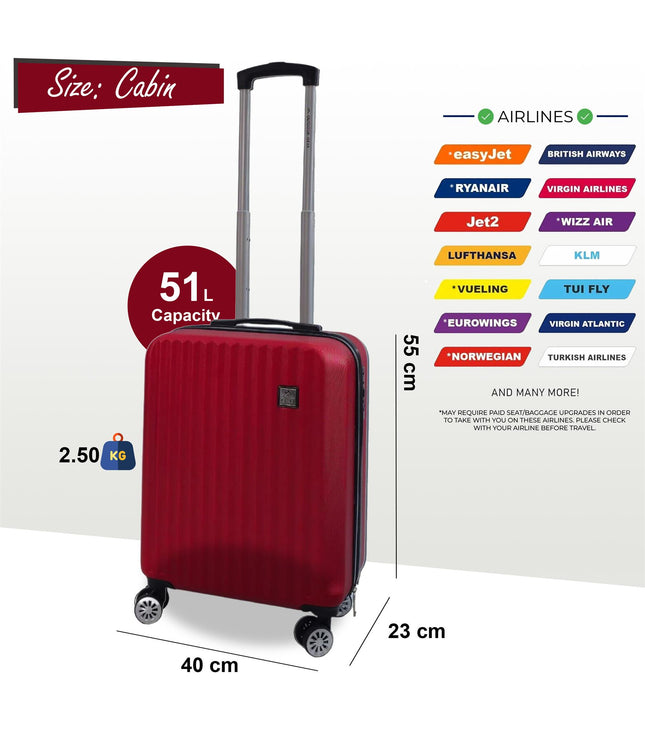 Alsager Cabin Hard Shell Suitcase in Burgundy