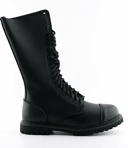 Grinders Unisex Black Leather Mid-Calf Punk Military Boots - King CS