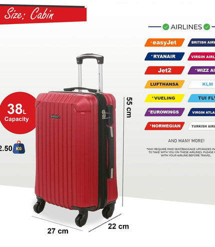 Corowa Cabin Hard Shell Suitcase in Red