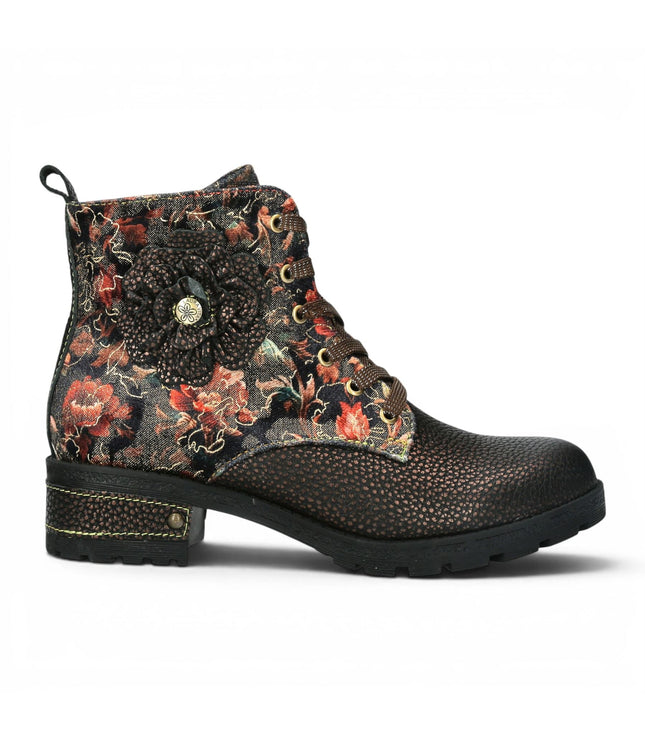 Laura Vita Women's Gothic Victorian Floral Bronze Leather Lace-up Boots - Cocrailo-47