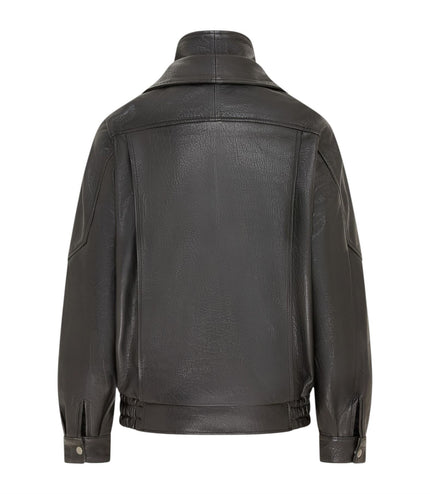 Mens Black Lamb Leather Biker Blouson Jacket - Big Bomber