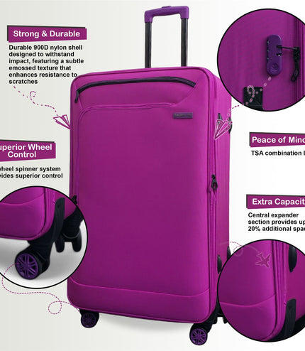 Handa Medium Soft Shell Suitcase in Pink