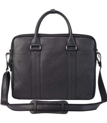 Genuine Leather Black Laptop Business Briefcase Office Work Travel Bag - Sutton