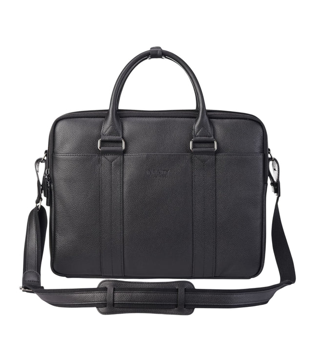 Genuine Leather Black Laptop Business Briefcase Office Work Travel Bag - Sutton