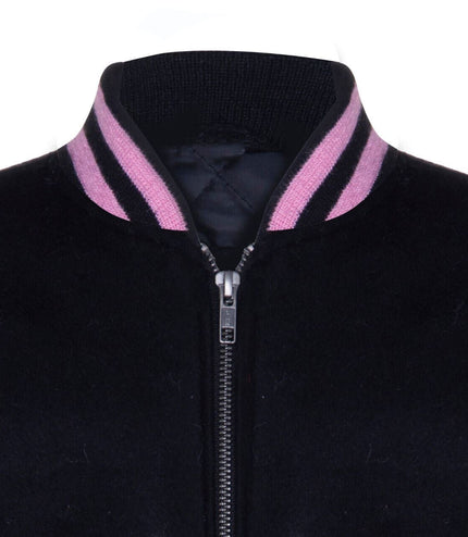 Kids Varsity Bomber Jacket with Real Leather Sleeves
