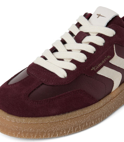 Tamaris Women's Burgundy Red Leather Trainers Sneaker Shoes - 23723-44