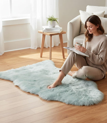 Genuine Duck Egg Sheepskin Natural Silky Soft Fluffy Real Wool Rug