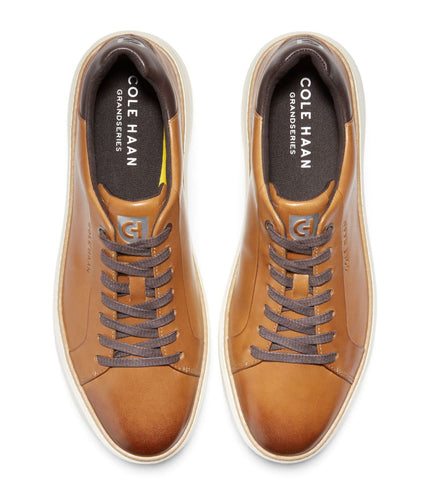 Cole Haan Men's GrandPro Luxe Mile Trainer Tan Leather Sneakers - C34229
