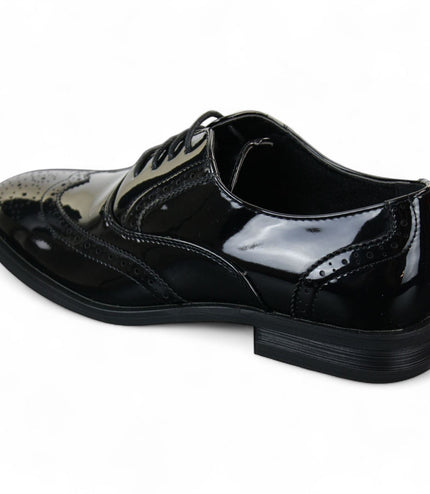 Men's Patent Lace-Up Black Brogues Smart Dress Shoes