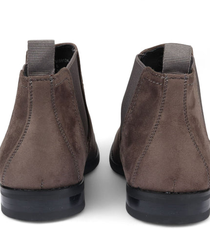 Men's Grey Suede Chelsea Boots Real Leather Lined Slip-On