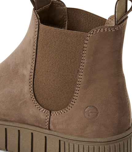 Tamaris Womens Taupe Brown Leather Chelsea Ankle Boots