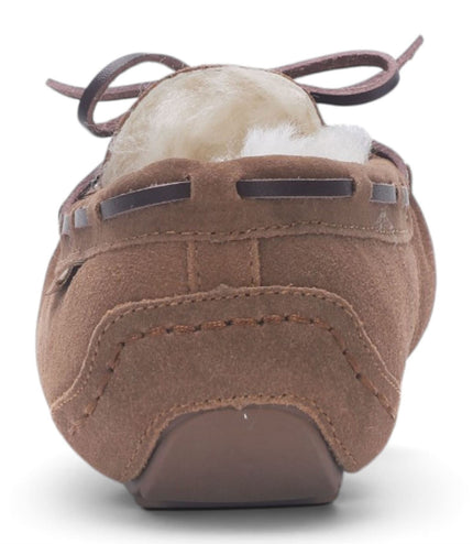 Women's Chestnut Tan Genuine Sheepskin Moccasin Winter Slippers - Aspen