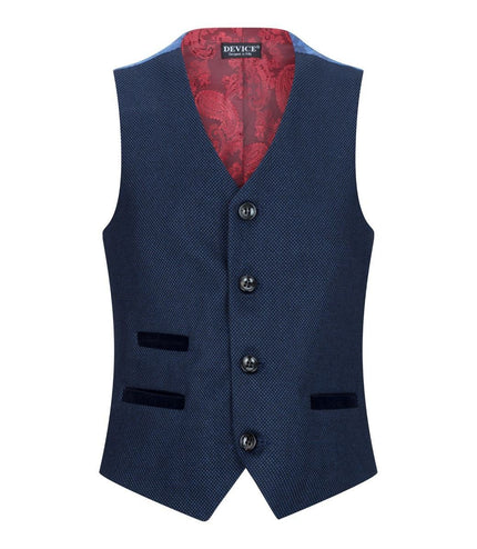 Boys 3 Piece Navy Blue Birdseye Tweed Suit