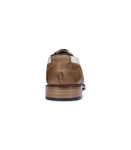 Mens Classic Oxford Tan/White Leather Gatsby Brogue Shoes