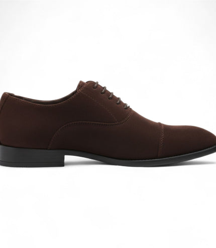 Men's Brown Faux Suede Leather Lace-Up Derby Oxford Shoes