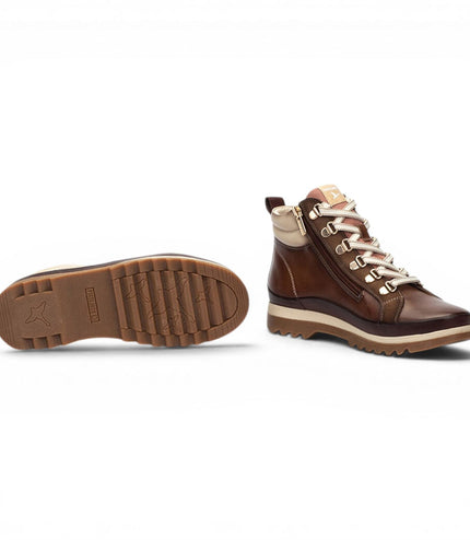 Pikolinos Women's Brown Leather Trainers Sneaker Winter Lace-up Boots - Vigo