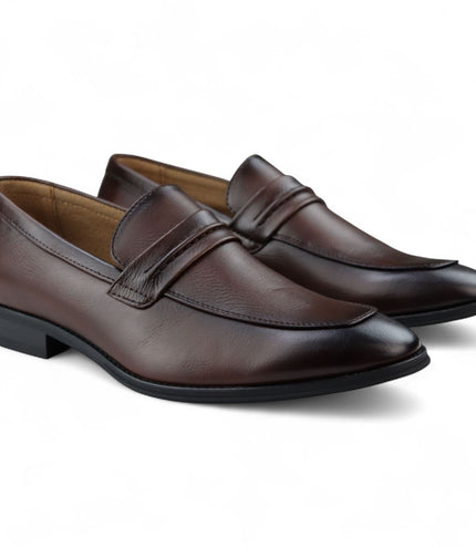 Men's Brown Slip-On Loafers Leather Lined Smart Shoes