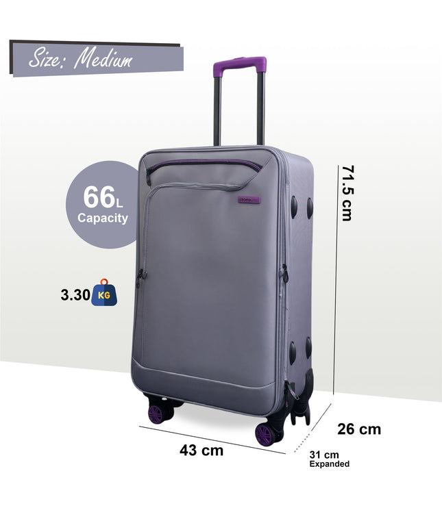 Handa Medium Soft Shell Suitcase in Grey