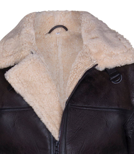 Mens B3 Shearling Sheepskin Aviator Jacket-Gloucester - Jurassic Brown