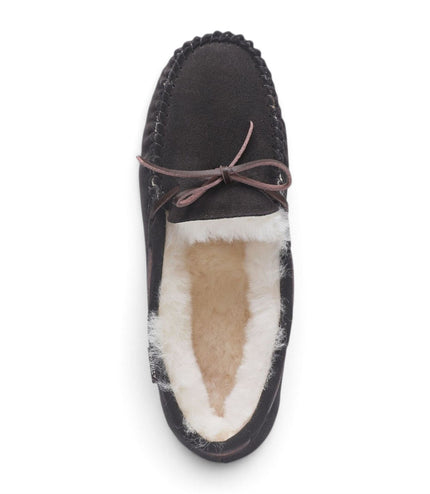 Men’s Brown Genuine Sheepskin Moccasin Winter Slippers - Flint