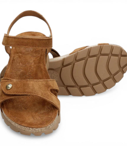 Panama Jack Women's Wedge Bark Brown Suede Leather Platform Sandals -  Sulia B26