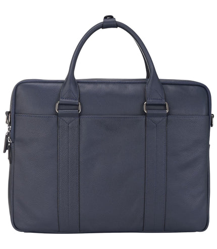 Genuine Leather Navy Laptop Business Briefcase Office Work Travel Bag - Sutton