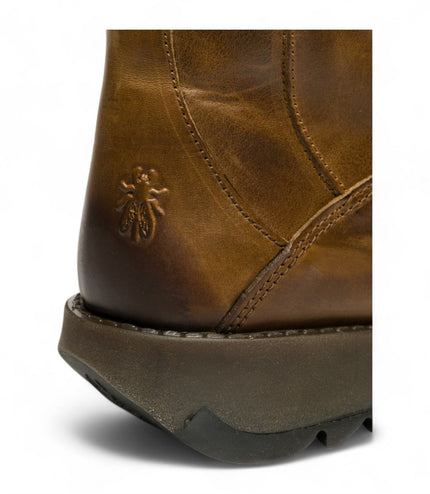 Fly London Womens Camel Brown MOL 2 Leather Wedge Heel Knee High Zip Up Boots