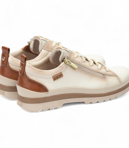 Pikolinos Women's Nata White Leather Laces & Zipper Trainers - Vigo