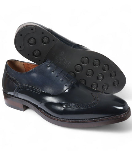 Justin Reess Men's Blue Patent Leather Brogue Formal Shoes - Harry