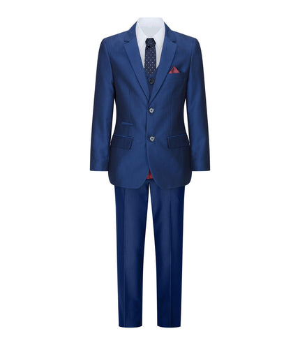 Boys 3 Piece Shiny Royal Blue Classic Suit