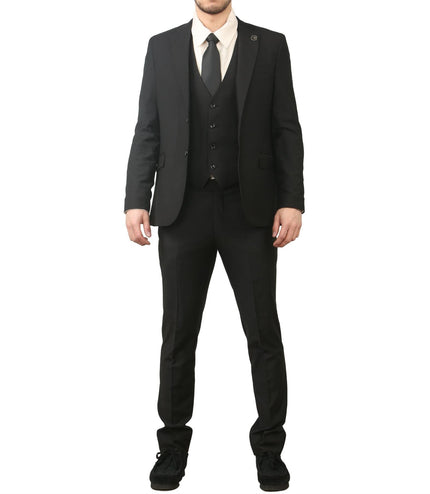 Men's Black 3 Piece Formal Classic Prom Suit Workwear