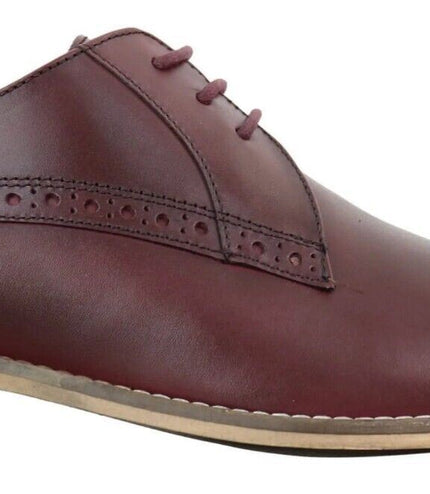 Mens Classic Oxford Brogue Derby Shoes In Cherry Leather