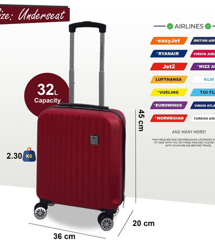 Alsager Underseat Hard Shell Suitcase in Burgundy