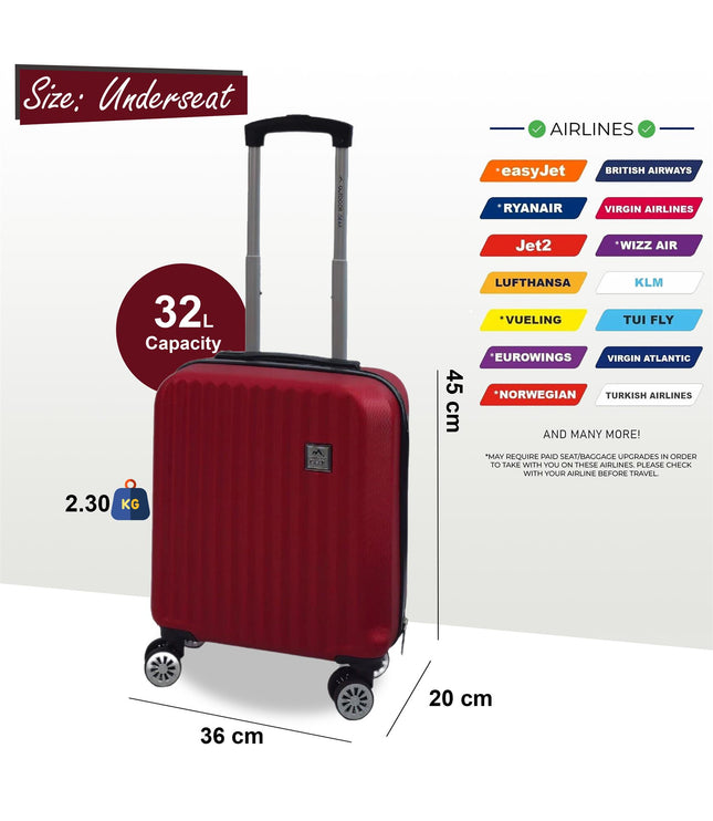 Alsager Underseat Hard Shell Suitcase in Burgundy