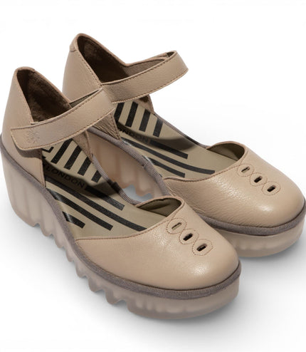 Fly London Women's Taupe BISO305FLY Suede Leather Wedge Sandals