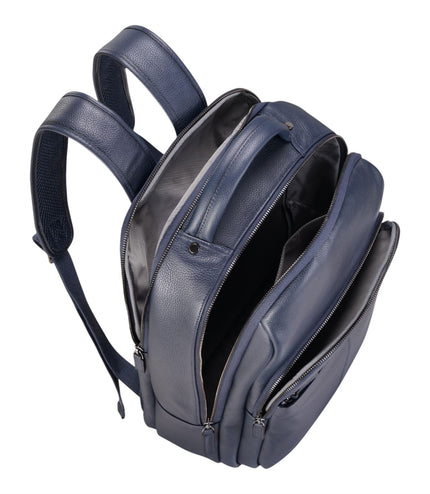 Genuine Leather Navy Blue Vintage Rucksack Laptop Bag Travel Backpack - Capri