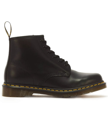 Dr Martens 101 Yellow Stitch Black Leather 6-Eye Ankle Boots - 26230001