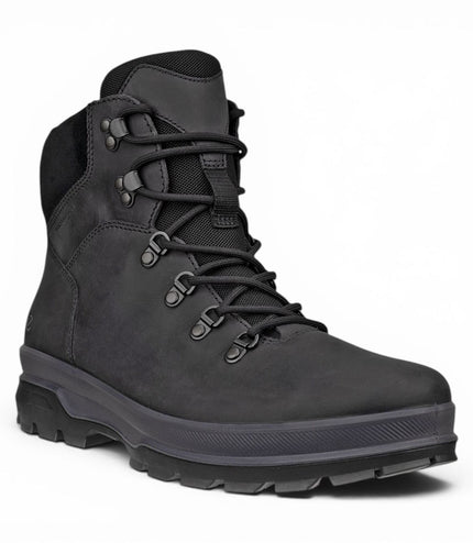 Ecco Men's Black Leather Waterproof Lace-up Hiking Boots - Rugged Track 25