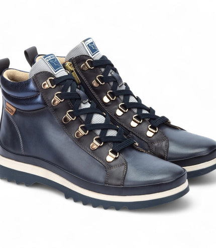 Pikolinos Women's Blue Leather Ankle Trainers Boots - Vigo