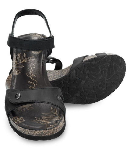 Women's Julia B1 Wedge Black Leather Sandals