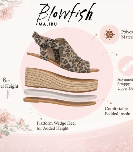 Blowfish Malibu Womens Leopard Print Wedge Slingbacks Heel Sandals - Amira