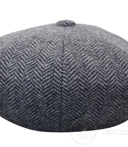Mens Peaky Blinders Grey Tweed Gatsby Flat Baker Hat