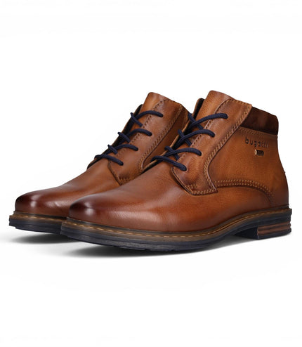 Bugatti Mens Tan Brown Leather Lace-up Chukka Ankle Boots - Rigalo Evo