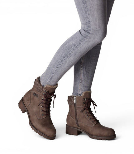 Tamaris Women’s Taupe Warm Lace-Up Winter Outdoor Ankle Boots - 26266-43