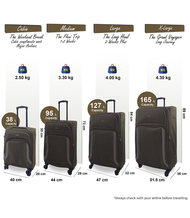 Arundel Set of 4 Soft Shell Suitcase in Khaki