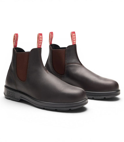 Rossi 404 Claret Brown Leather Outdoor Chelsea Boots - Spinifex