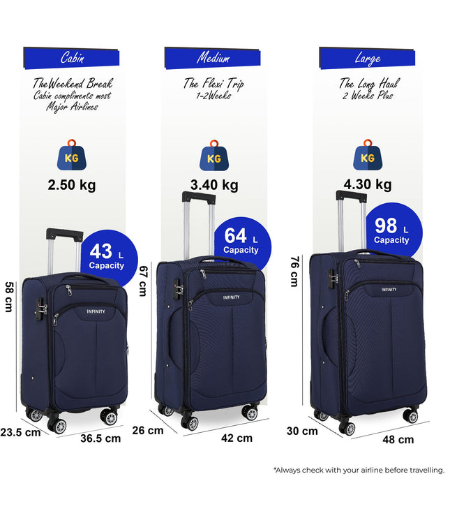 Delta Set of 3 Hard Shell Suitcase in Navy