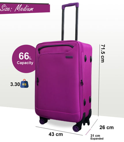 Handa Medium Soft Shell Suitcase in Pink